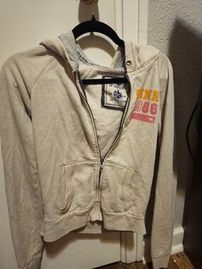 PINK Victoria's Secret Beige Graphic Zip Hoodie